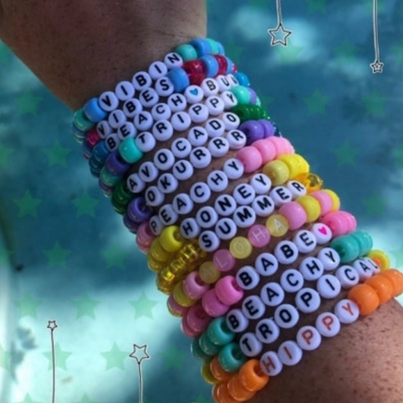 5pc Custom Pony Bead Kandi Rave VSCO Plur Bracelet - Picture 2 of 7